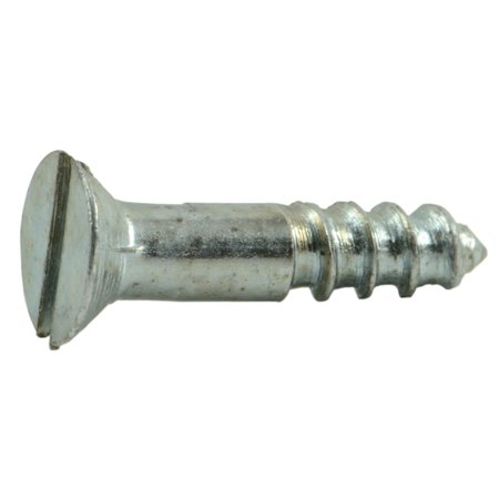 Wood Screw, #4, 1/2 In, Zinc Plated Steel Flat Head Slotted Drive, 60 PK